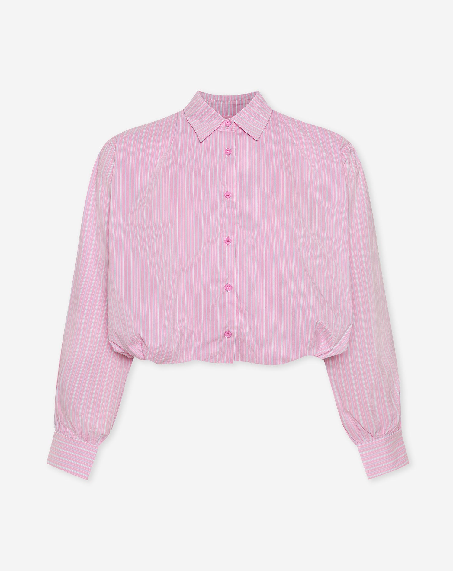 BUBBLE HEM BLOUSE ROZE STRIPE