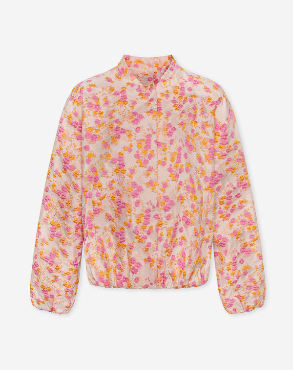 FLOWER JACQUARD BOMBER ORANJE ROZE