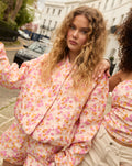 FLOWER JACQUARD BOMBER ORANJE ROZE