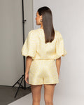 BRYCE FLOWER JACQUARD HIGH WAIST SHORTS BUTTER YELLOW