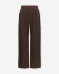 PLEATED WIDE LEG SWEAT PANTS PETITE BROWN