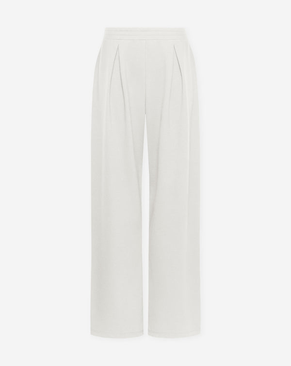 PLEATED WIDE LEG SWEAT PANTS CRÈME