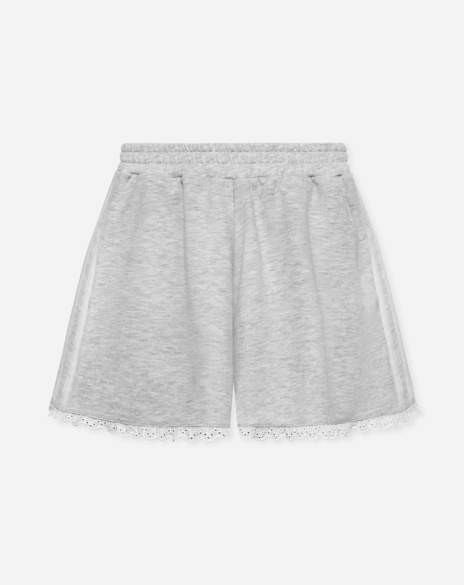 WIDE LEG LACE TAPE SHORTS GREY MELANGE