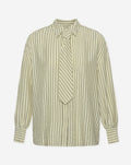 NELA OVERSIZED TIE BLOUSE OLIJFGROEN STRIPE