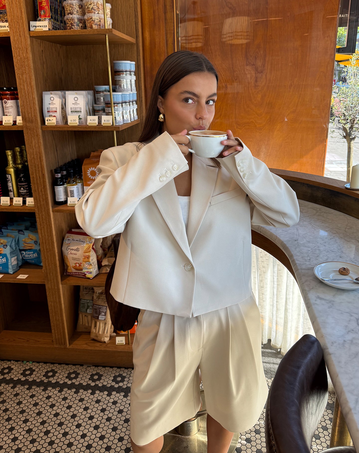 LORNA CROPPED BLAZER BEIGE