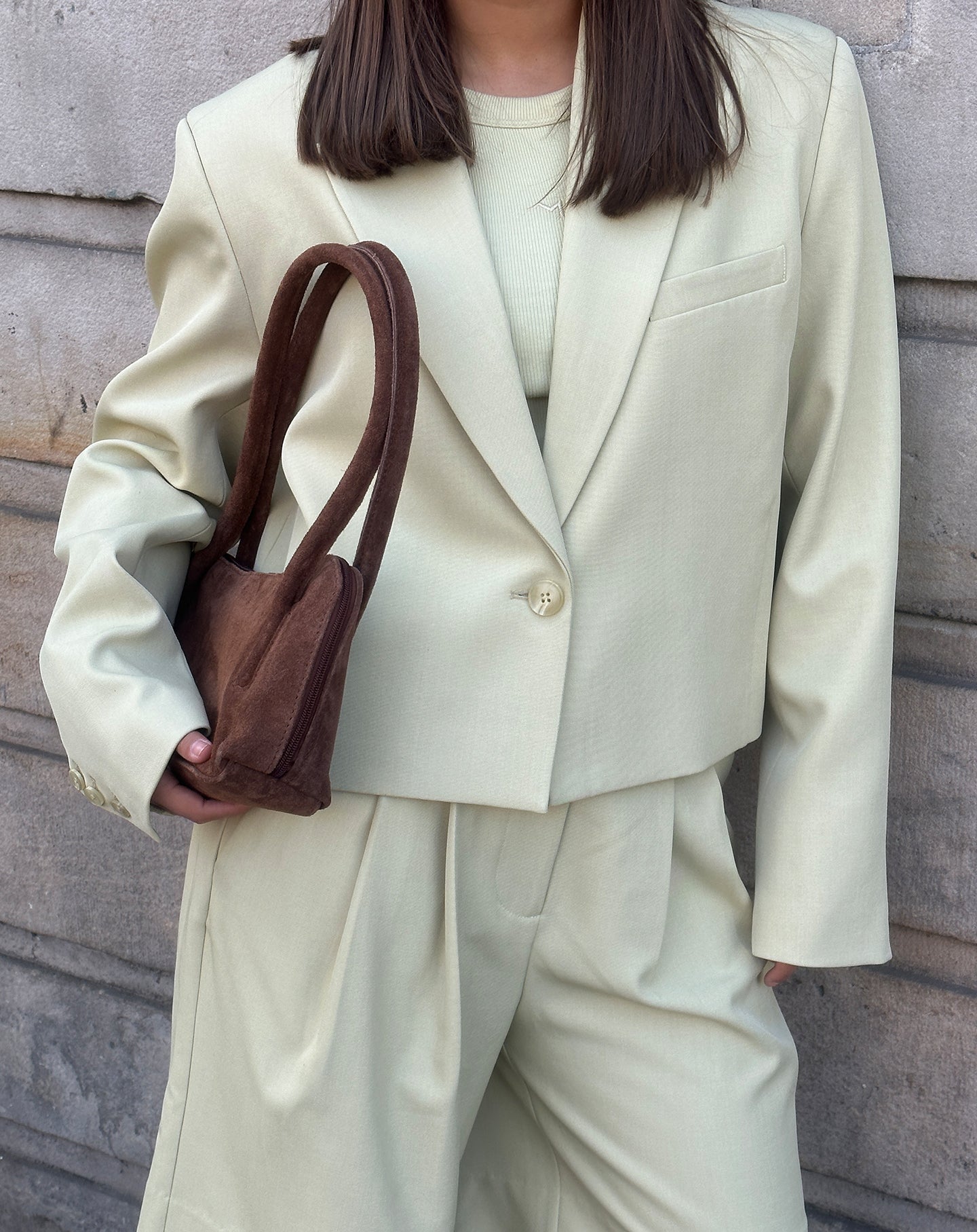 LORNA CROPPED BLAZER PISTACHE