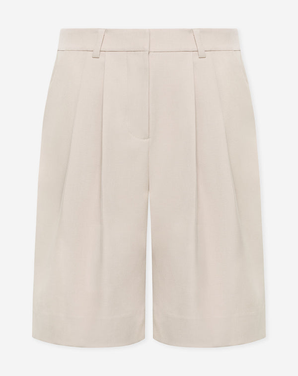 LORNA PLEATED LONG BERMUDA BEIGE