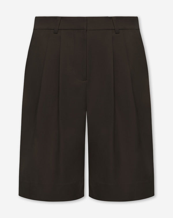 LORNA PLEATED LONG BERMUDA BRUIN