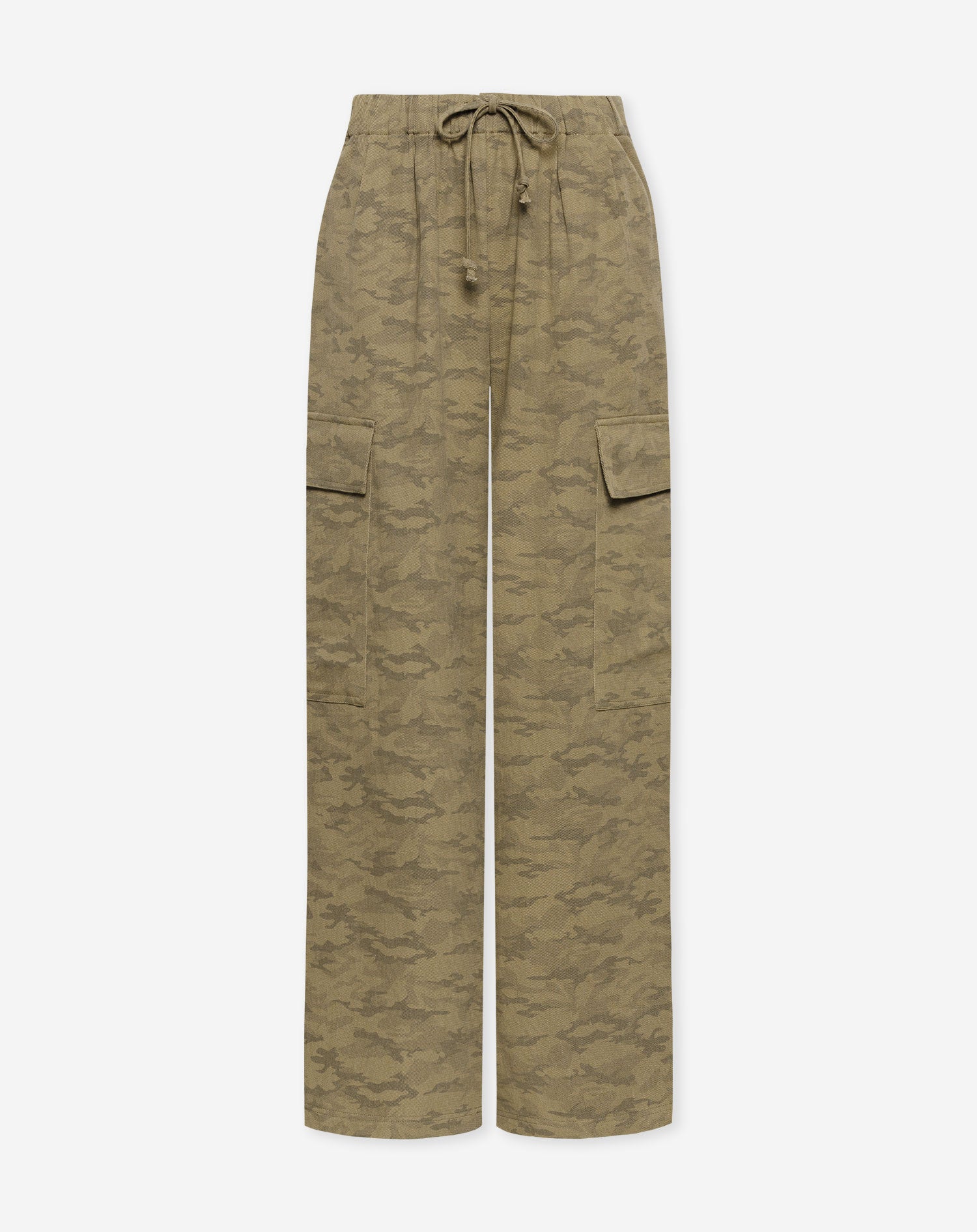 GIA WIDE LEG CARGO PANTS ARMY PRINT GROEN