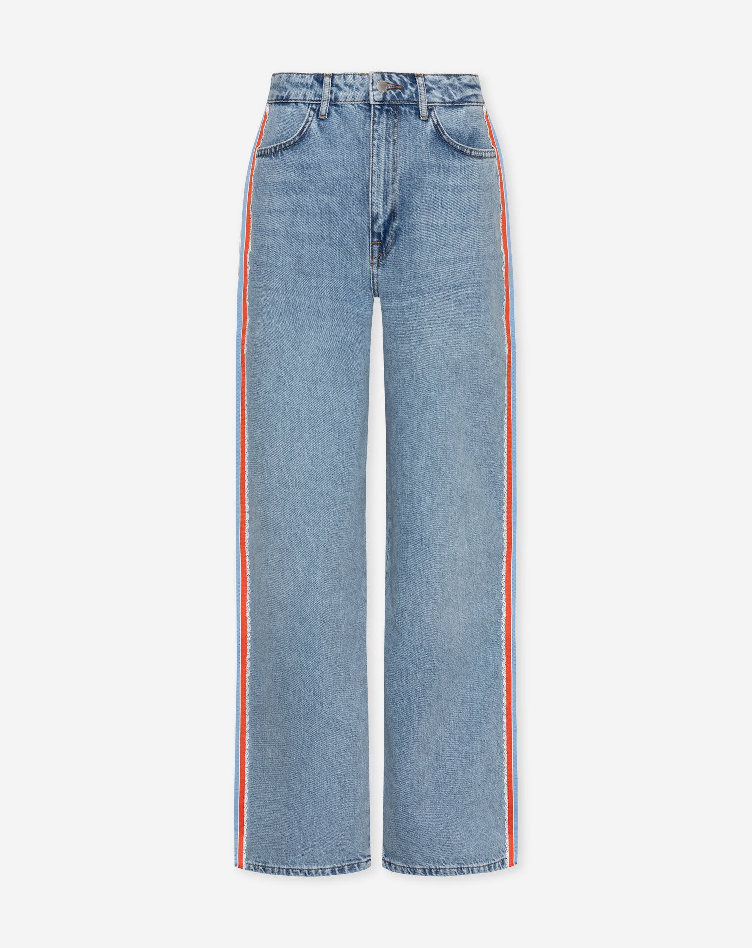 CROCHET TAPE WIDE LEG JEANS ORANGE