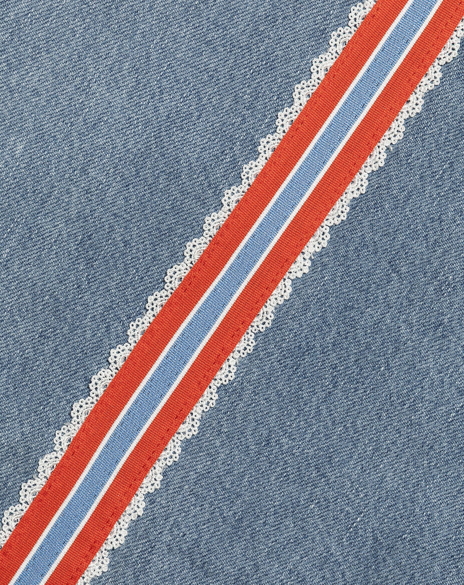 CROCHET TAPE WIDE LEG JEANS ORANGE