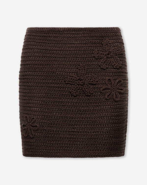 FLOWER CROCHET SKIRT BRUIN