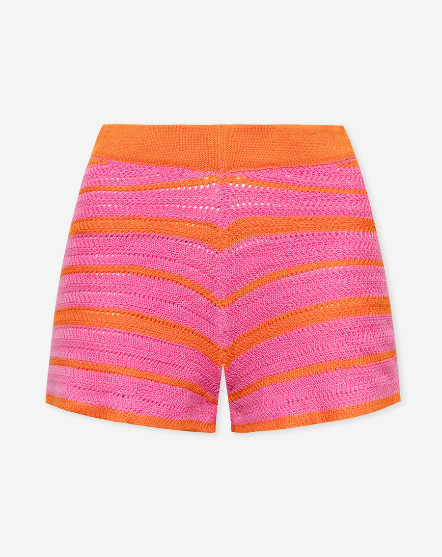 CROCHET STRIPE SHORTS PINK ORANGE