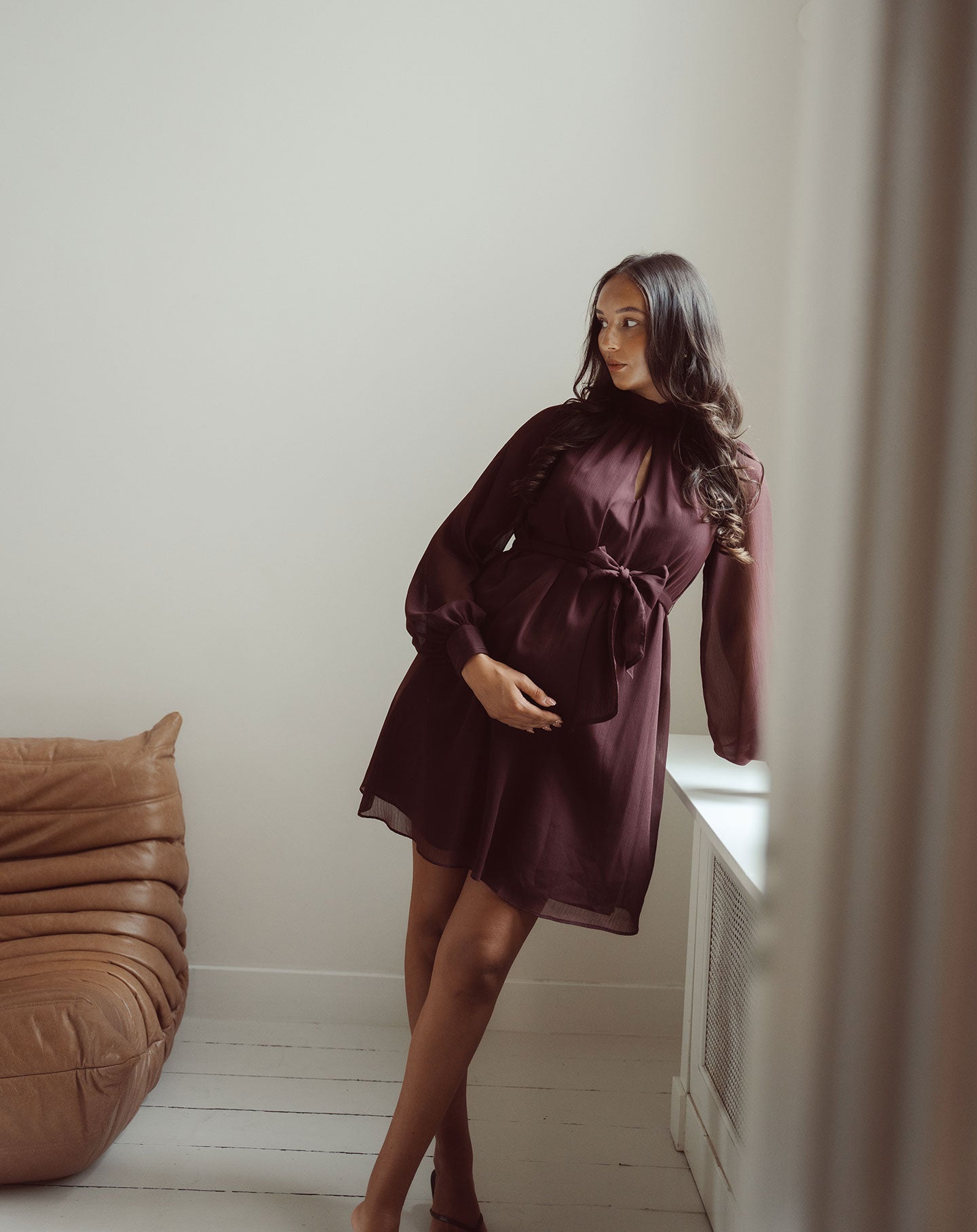 XENA DRESS MATERNITY BROWN