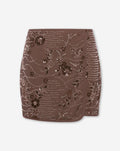 FEM FLOWER SEQUIN SKIRT BRUIN