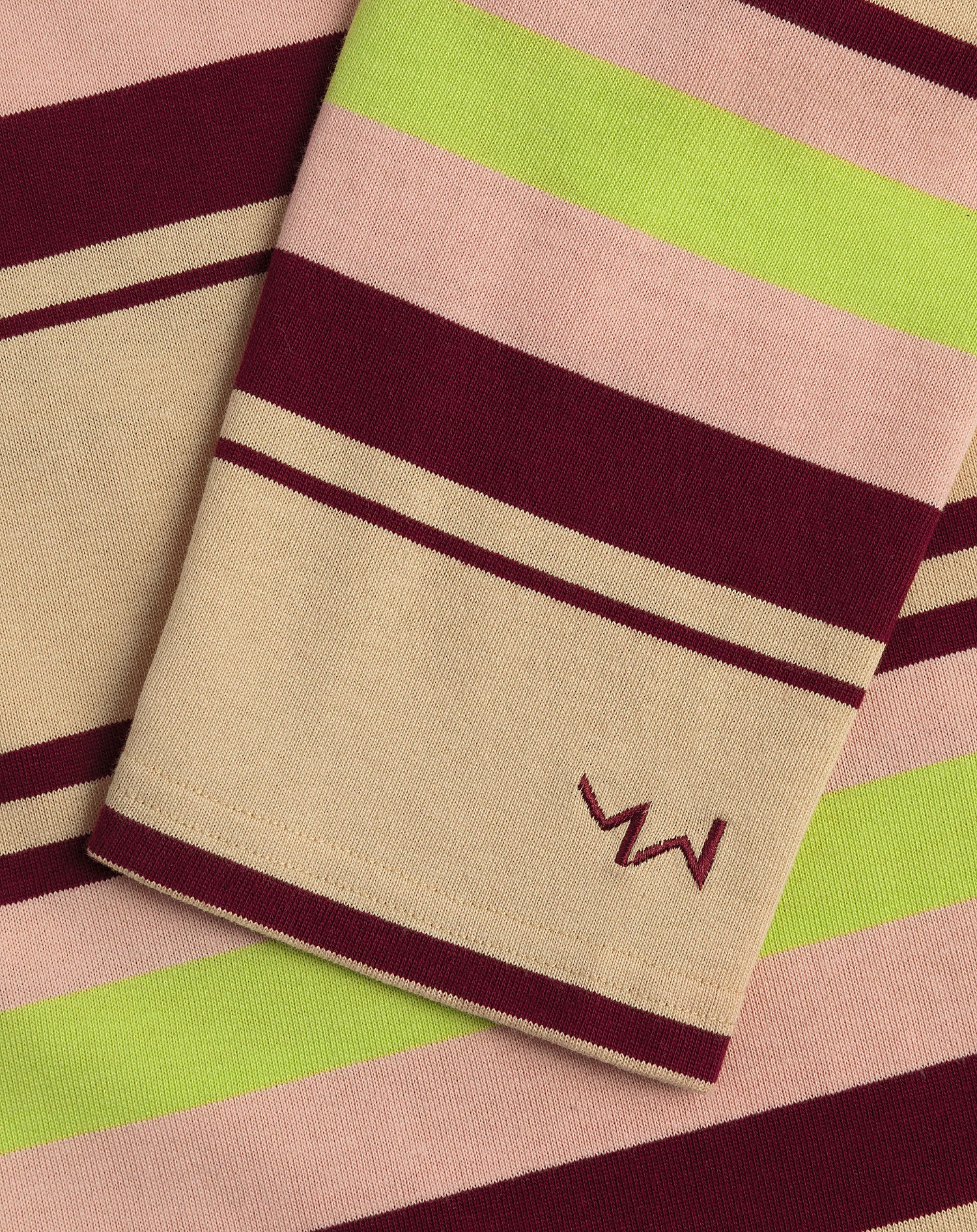 LAINA STRIPED LONG SLEEVE CROPPED TEE BURGUNDY