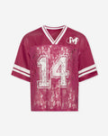 LACE SOCCER V-NECK TEE BORDEAUX
