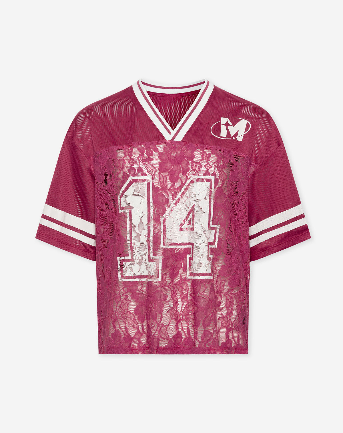 LACE SOCCER V NECK TEE BORDEAUX