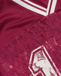 LACE SOCCER V-NECK TEE BORDEAUX
