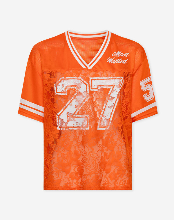 LACE SOCCER V-NECK TEE ORANJE