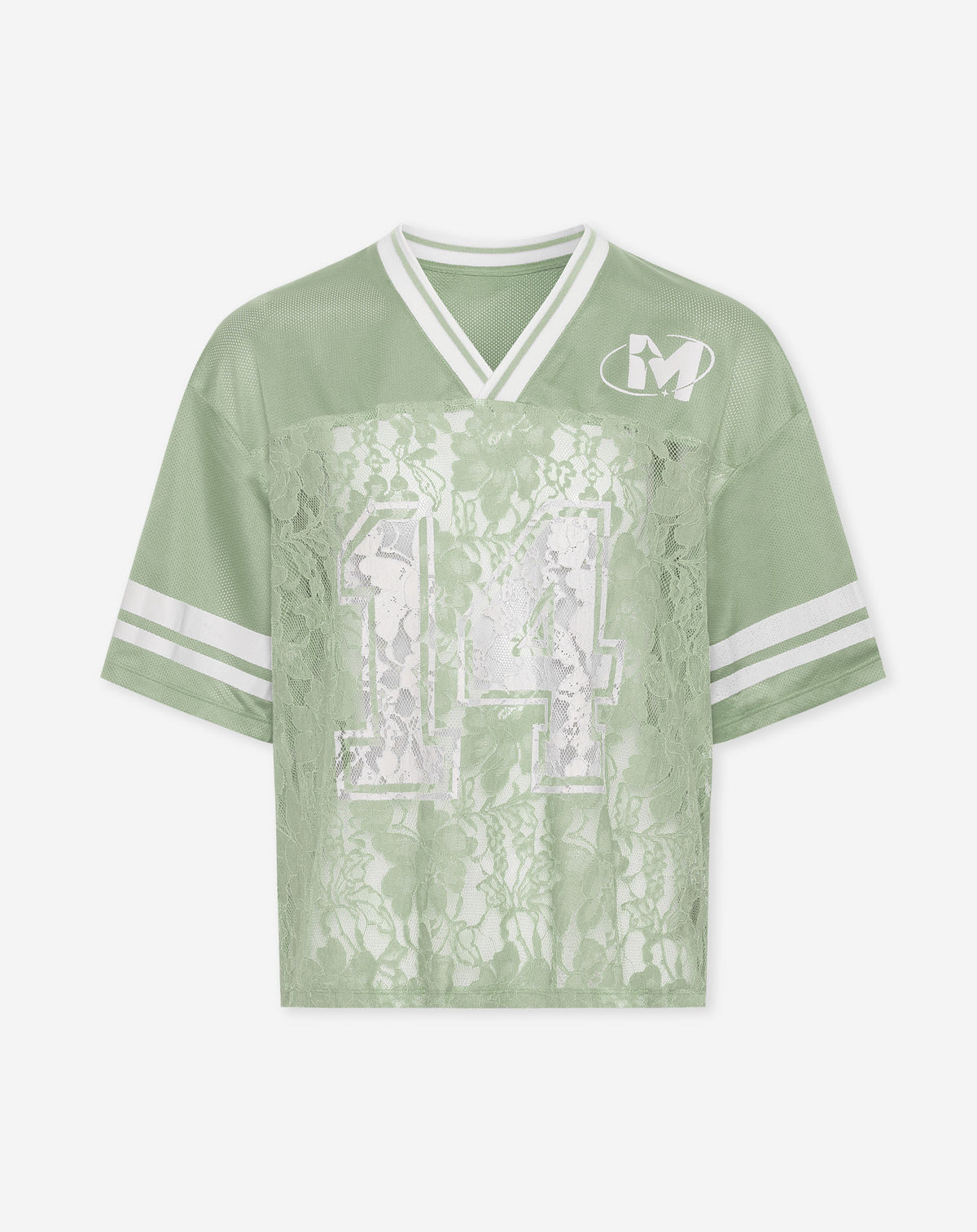 LACE SOCCER V NECK TEE PISTACHE