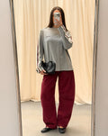 LONG SLEEVE OVERSIZED TAPE TEE GREY MELANGE