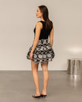 SEPHI EMBROIDERY FRILL SKIRT ZWART