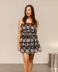 SEPHI EMBROIDERY STRAPLESS DRESS ZWART