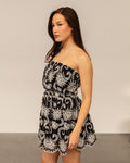 SEPHI EMBROIDERY STRAPLESS DRESS ZWART