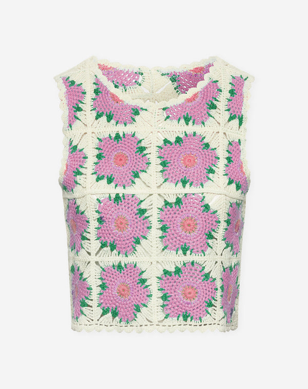 FLOWER CROCHET TOP ZACHT ROZE