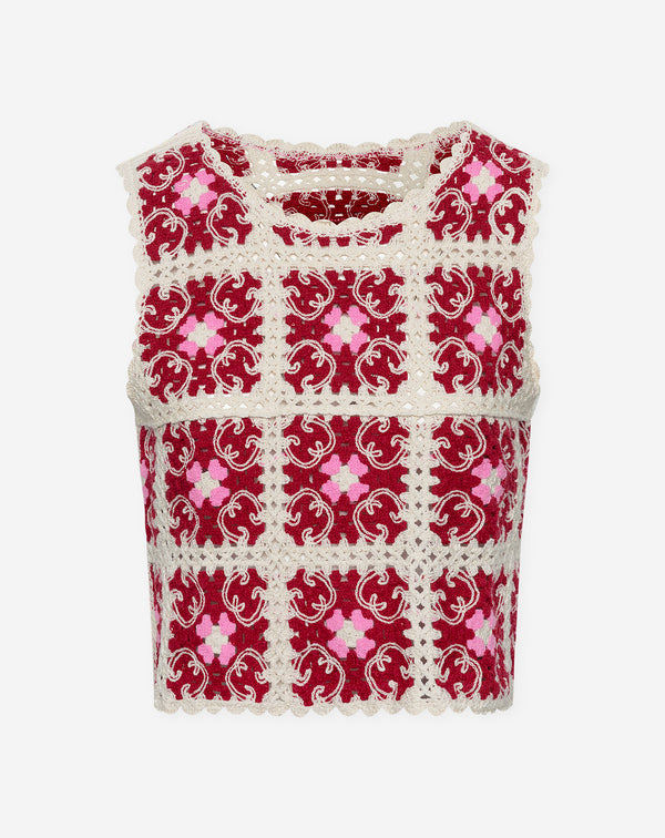 FLOWER CROCHET TOP ROZE
