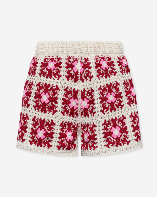 FLOWER CROCHET SHORTS ROZE