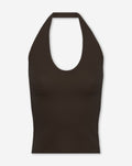 HALTER RIB TOP DONKERBRUIN