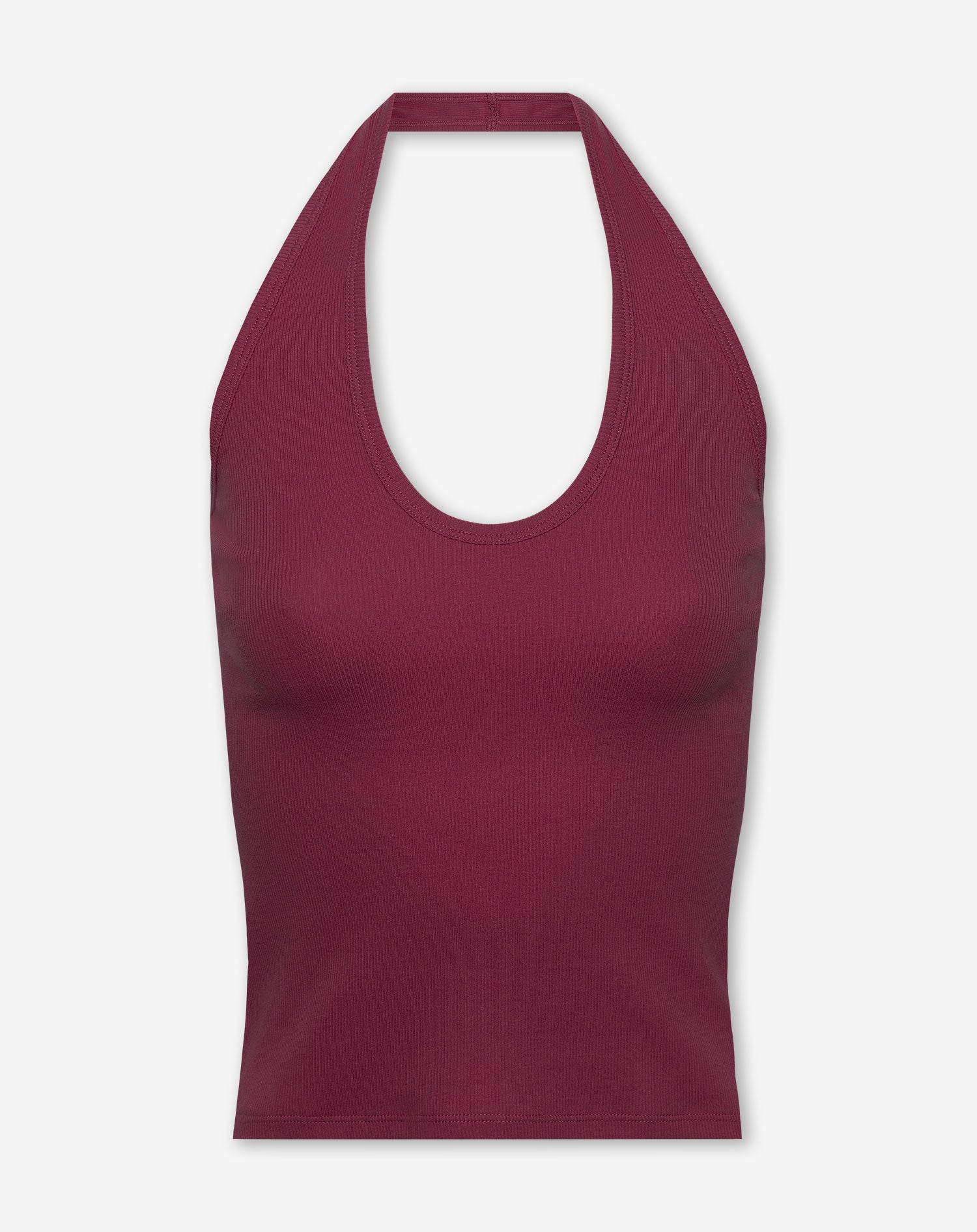 HALTER RIB TOP BURGUNDY