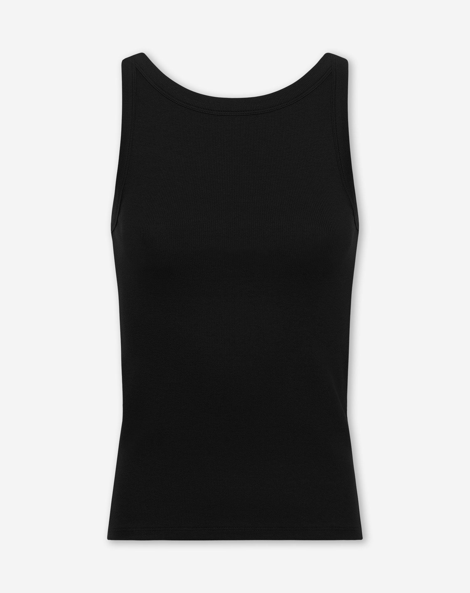 LOW BACK RIB TOP ZWART