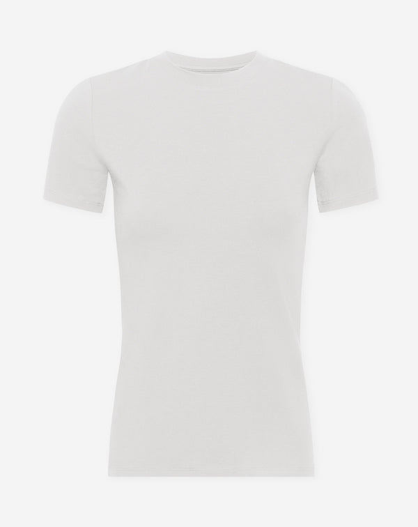 BASIC SHORT SLEEVE FITTED TOP CRÈME