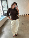 KNOTTED DETAIL SHORT SLEEVE TOP BRUIN