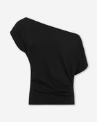OFF SHOULDER PLEAT TOP ZWART