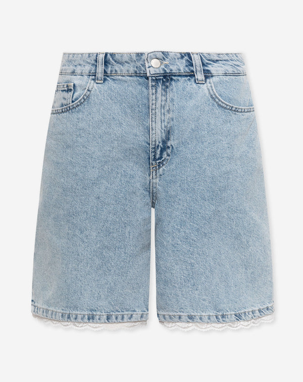 LACE DENIM JORT BLAUW
