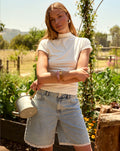 LACE DENIM JORT BLUE