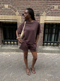 MACE RAGLAN SHORT SLEEVE SWEAT TOP ACID BROWN