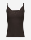 RIB LACE TAPE SINGLET DONKERBRUIN