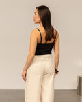 RIB LACE TAPE SINGLET DONKERBRUIN