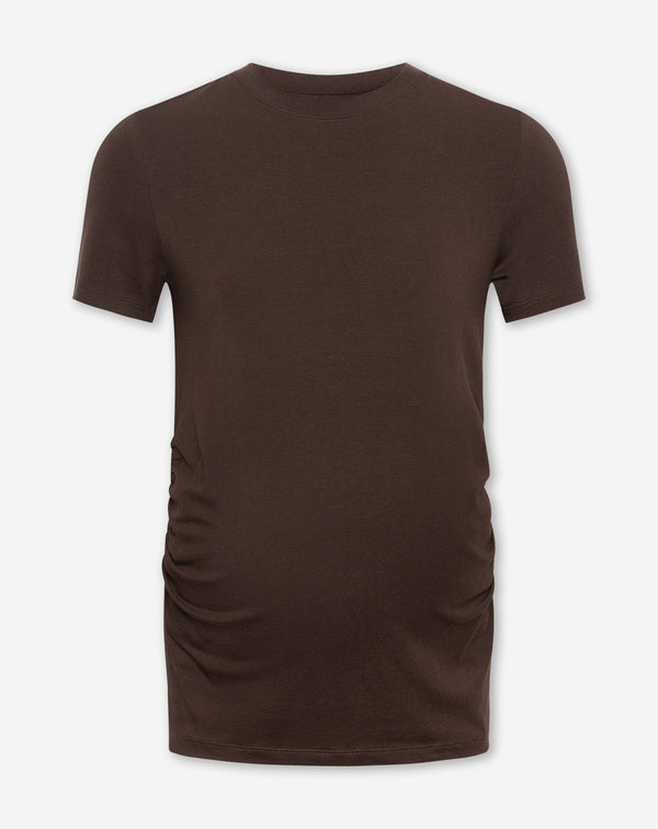 BASIC SHORT SLEEVE FITTED TOP MATERNITY BRUIN