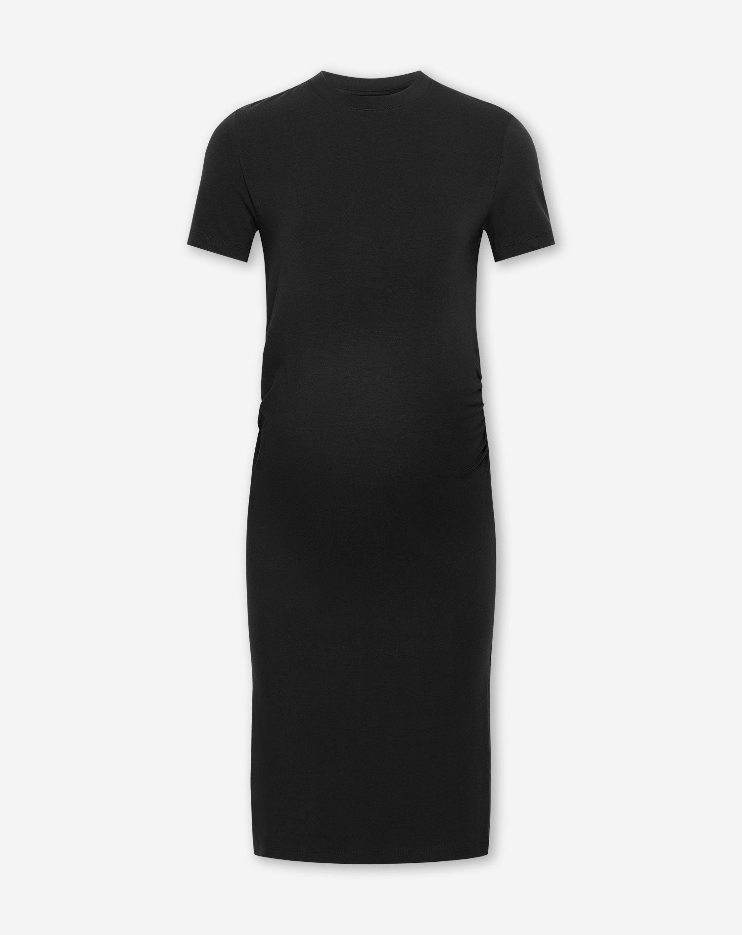 BASIC SHORT SLEEVE FITTED DRESS MATERNITY ZWART