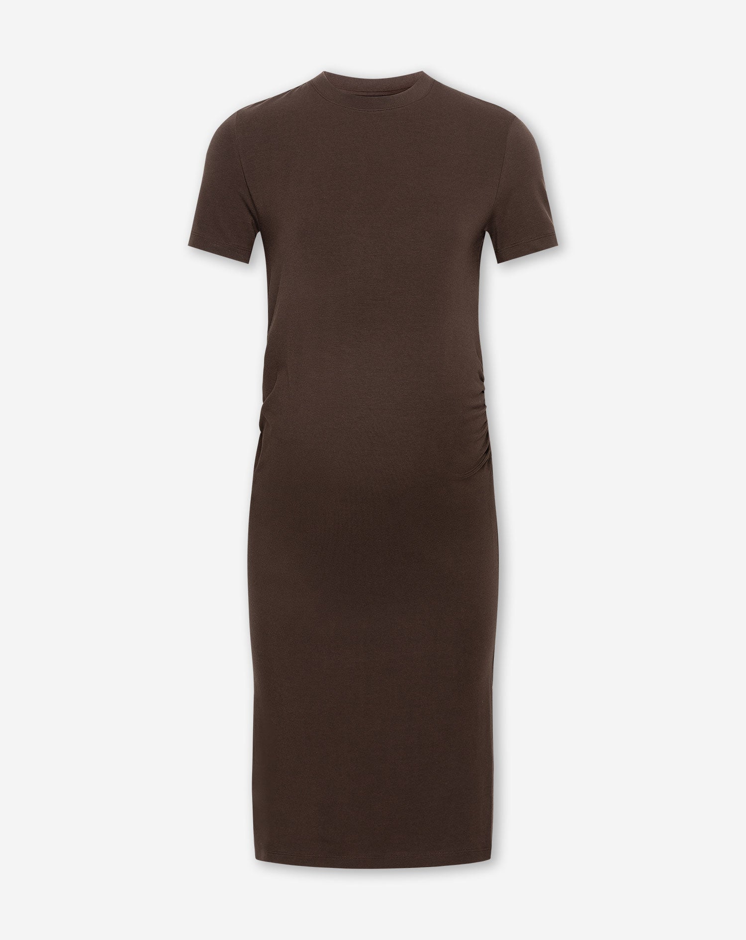 BASIC SHORT SLEEVE FITTED DRESS MATERNITY BRUIN