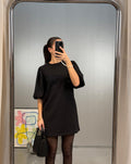 LOA PUFF SLEEVE SWEAT DRESS ZWART
