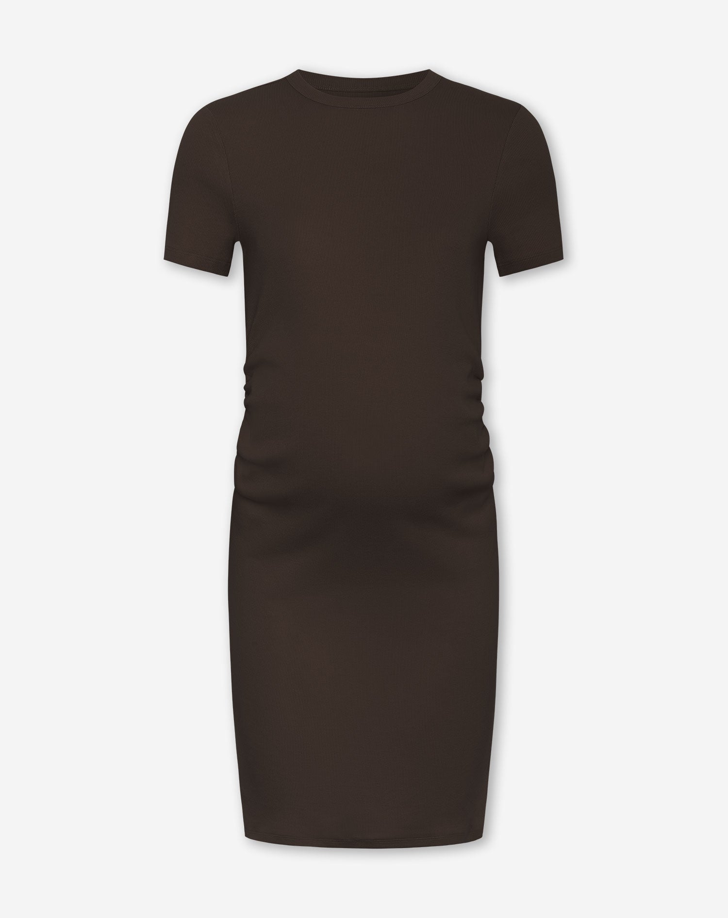 BODYCON SHORT SLEEVE RIB DRESS MATERNITY BRUIN