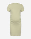 BODYCON SHORT SLEEVE RIB DRESS MATERNITY PISTACHE