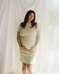 BODYCON SHORT SLEEVE RIB DRESS MATERNITY PISTACHE